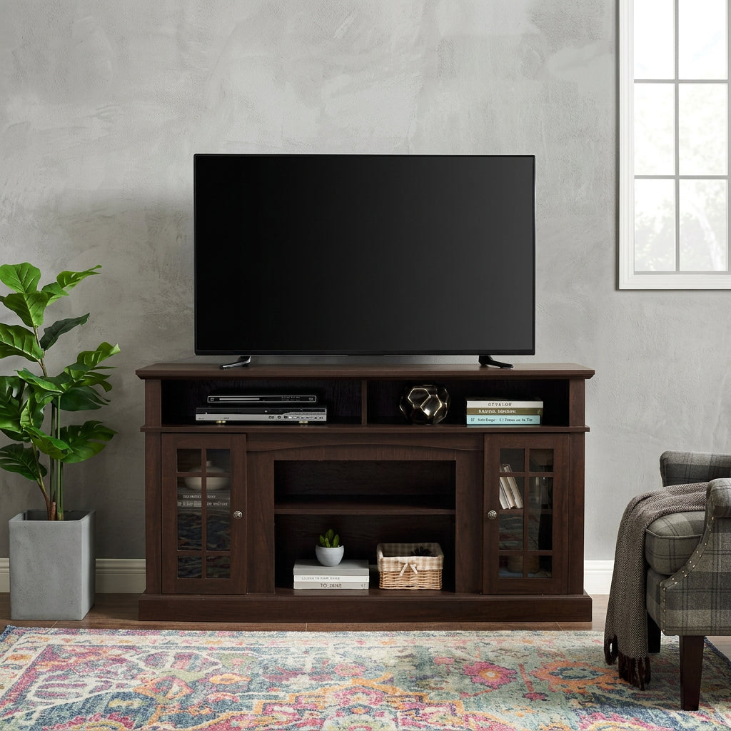 Espresso Classic 58.25 TV Stand with Open & Closed Storage for 65 TVs