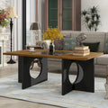 47 Moderner rechteckiger Couchtisch aus Holz mit klarer Tischplatte aus gehärtetem Glas, schwarze und helle Espressobraun-Oberfläche
