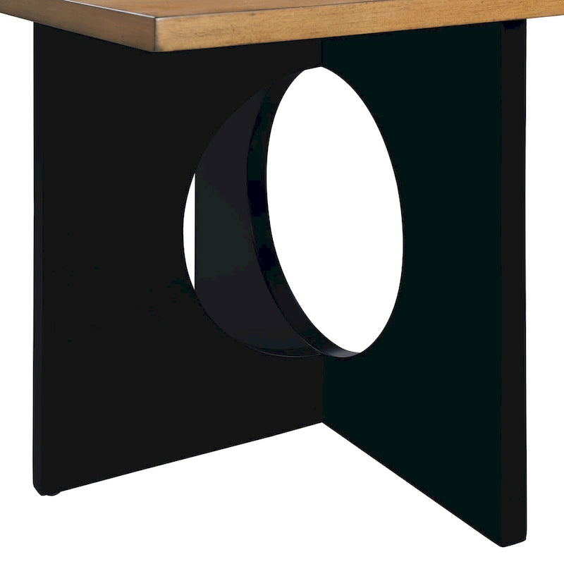 47 Moderner rechteckiger Couchtisch aus Holz mit klarer Tischplatte aus gehärtetem Glas, schwarze und helle Espressobraun-Oberfläche