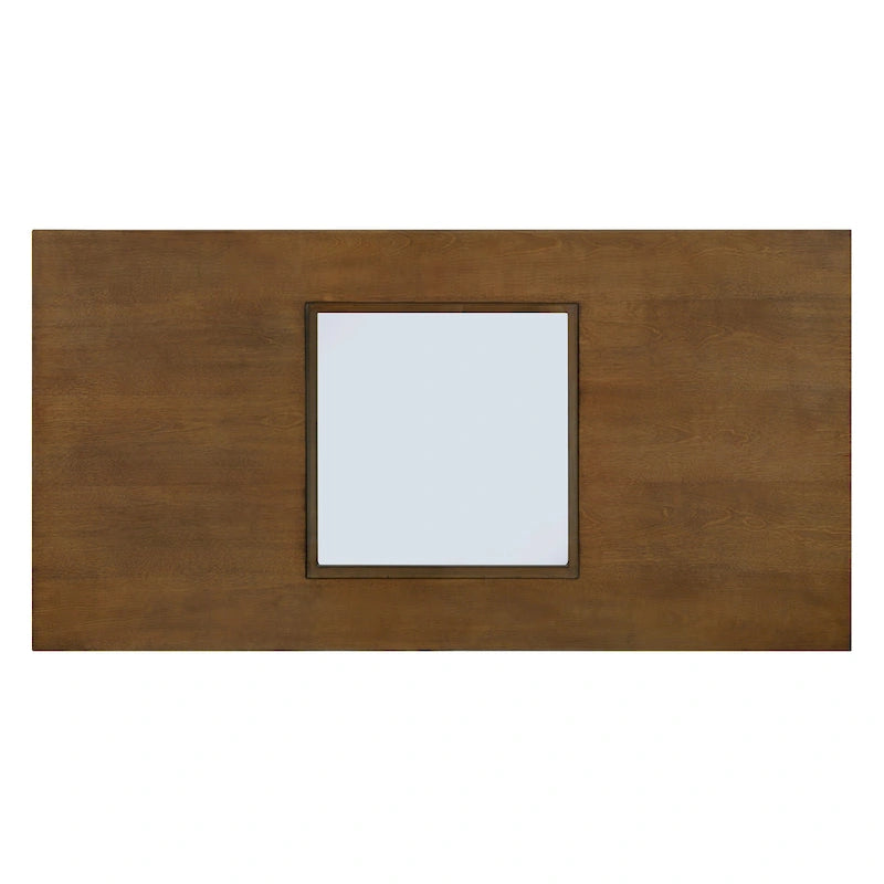 47 Moderner rechteckiger Couchtisch aus Holz mit klarer Tischplatte aus gehärtetem Glas, schwarze und helle Espressobraun-Oberfläche
