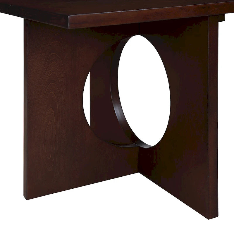 47 Moderner rechteckiger Couchtisch aus Holz mit klarer Tischplatte aus gehärtetem Glas, schwarze und helle Espressobraun-Oberfläche