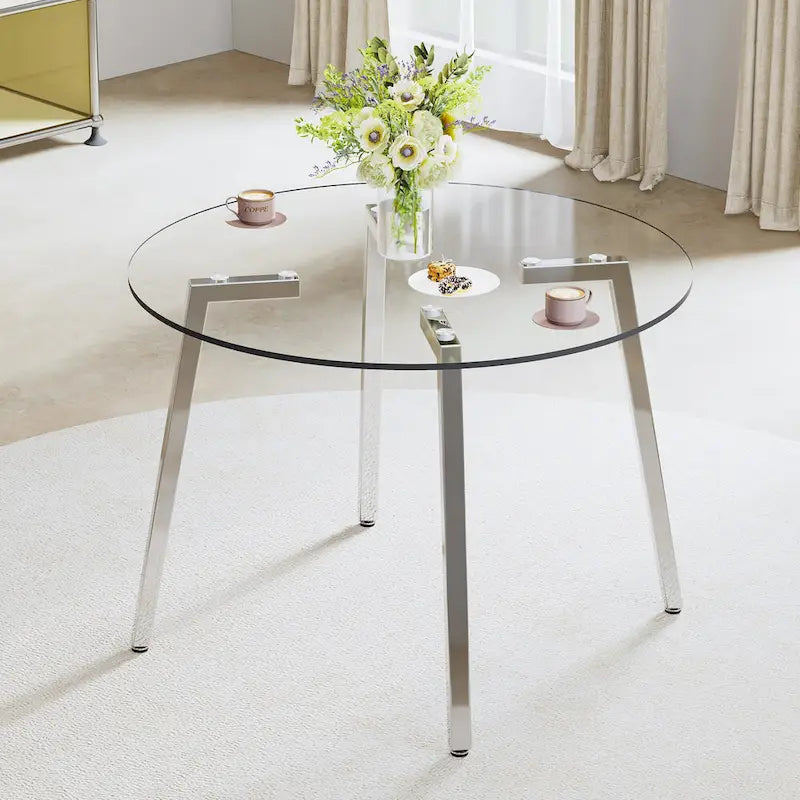 Mesa moderna de vidrio templado, mesa de comedor, mesa de café, mesa auxiliar y mesa de entrada para el comedor