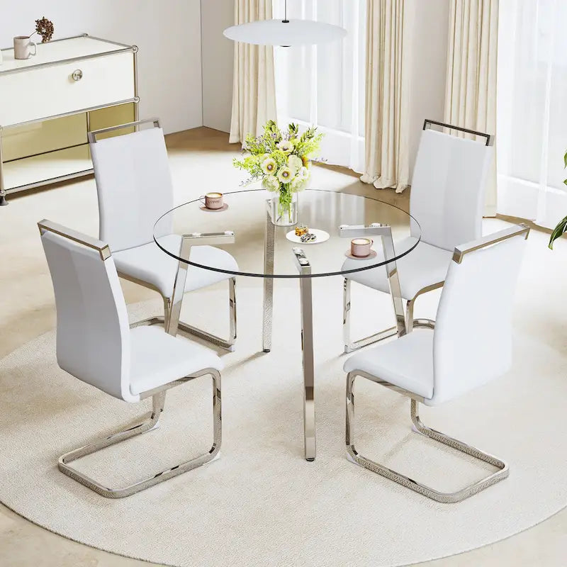 Mesa moderna de vidrio templado, mesa de comedor, mesa de café, mesa auxiliar y mesa de entrada para el comedor