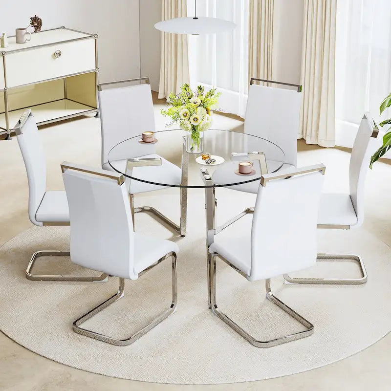 Mesa moderna de vidrio templado, mesa de comedor, mesa de café, mesa auxiliar y mesa de entrada para el comedor