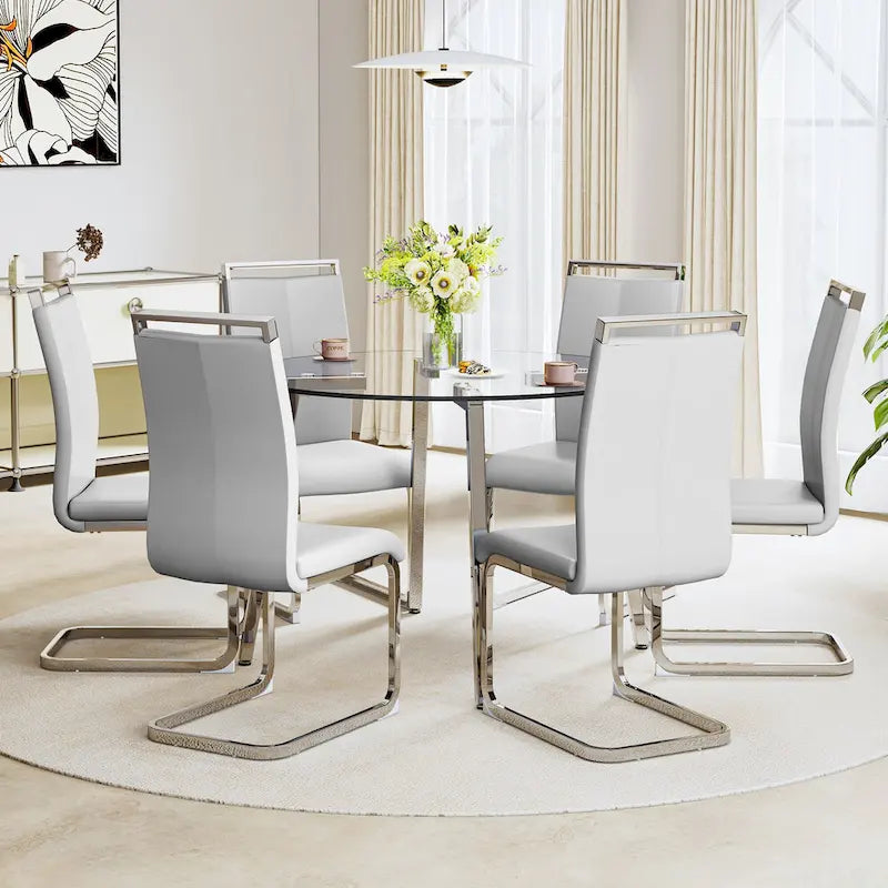 Mesa moderna de vidrio templado, mesa de comedor, mesa de café, mesa auxiliar y mesa de entrada para el comedor