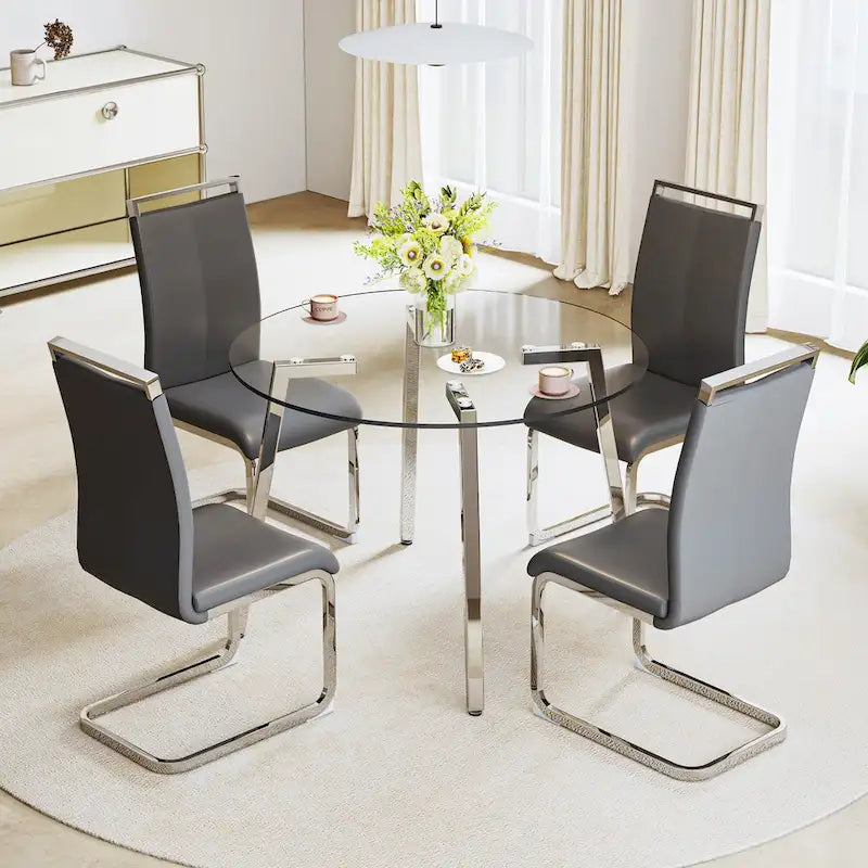 Mesa moderna de vidrio templado, mesa de comedor, mesa de café, mesa auxiliar y mesa de entrada para el comedor
