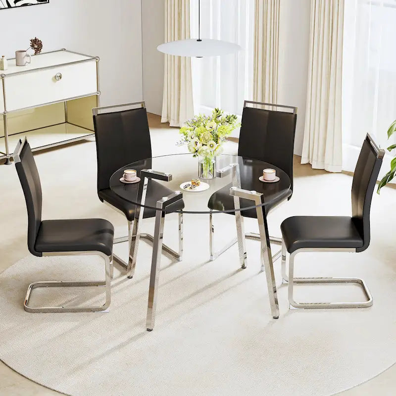 Mesa moderna de vidrio templado, mesa de comedor, mesa de café, mesa auxiliar y mesa de entrada para el comedor