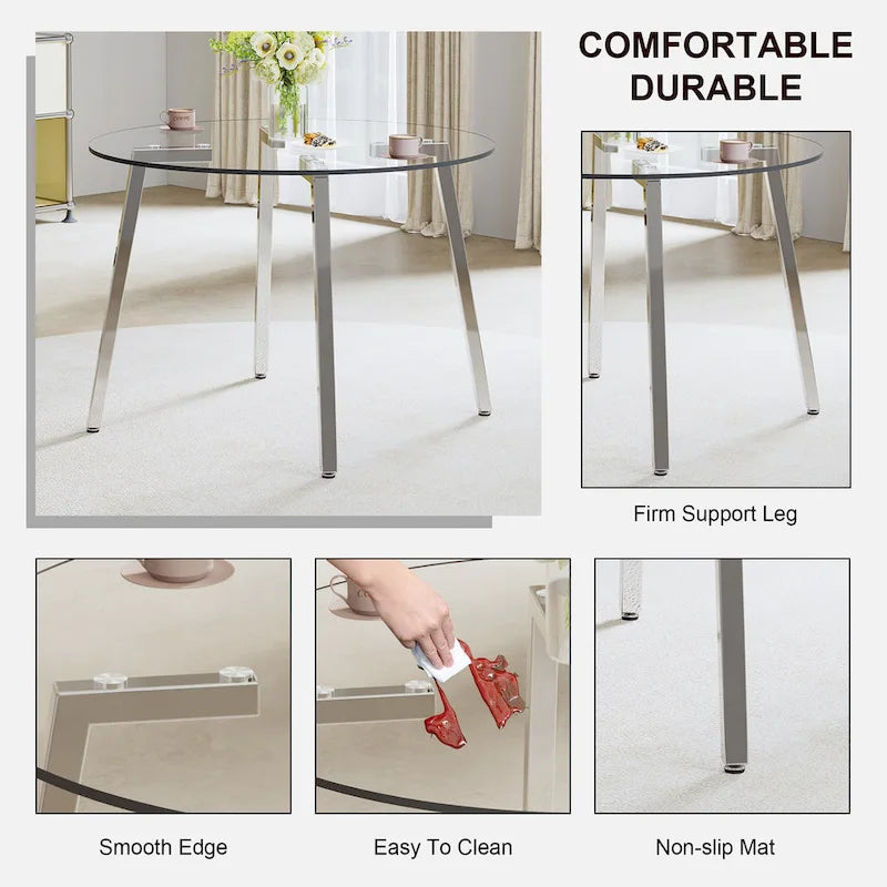 Mesa moderna de vidrio templado, mesa de comedor, mesa de café, mesa auxiliar y mesa de entrada para el comedor