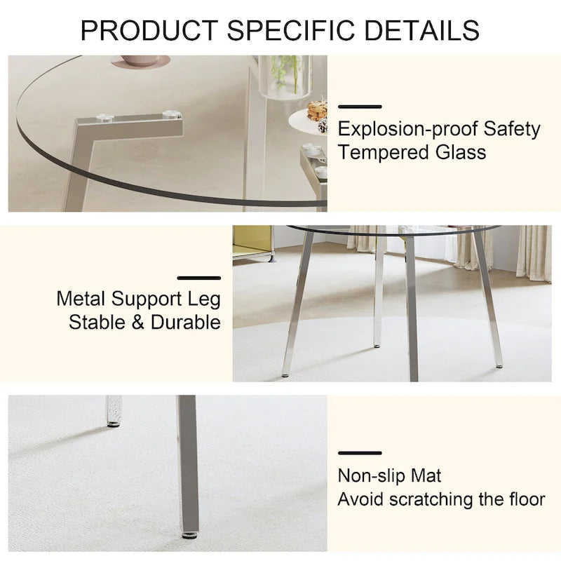 Mesa moderna de vidrio templado, mesa de comedor, mesa de café, mesa auxiliar y mesa de entrada para el comedor