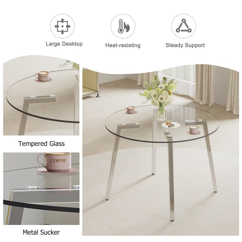 Mesa moderna de vidrio templado, mesa de comedor, mesa de café, mesa auxiliar y mesa de entrada para el comedor