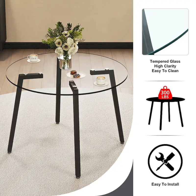 Mesa moderna de vidrio templado, mesa de comedor, mesa de café, mesa auxiliar y mesa de entrada para el comedor