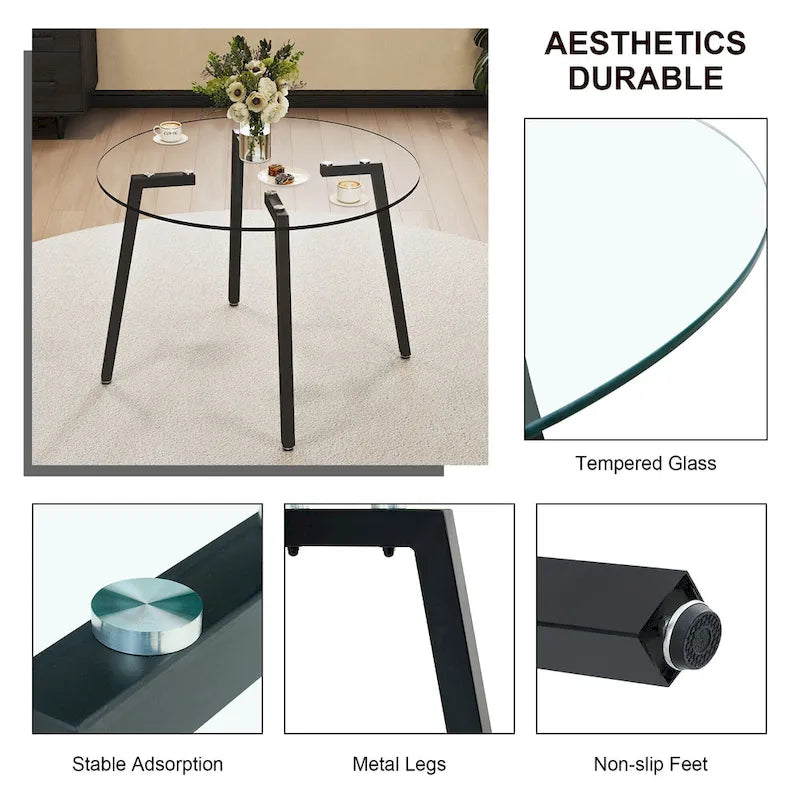 Mesa moderna de vidrio templado, mesa de comedor, mesa de café, mesa auxiliar y mesa de entrada para el comedor