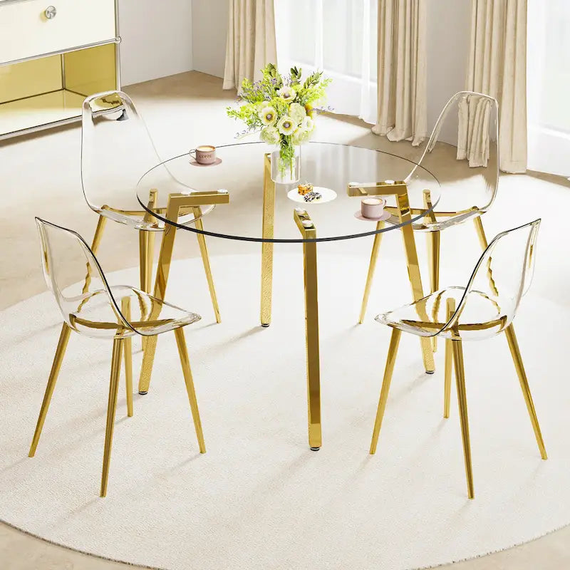 Mesa moderna de vidrio templado, mesa de comedor, mesa de café, mesa auxiliar y mesa de entrada para el comedor