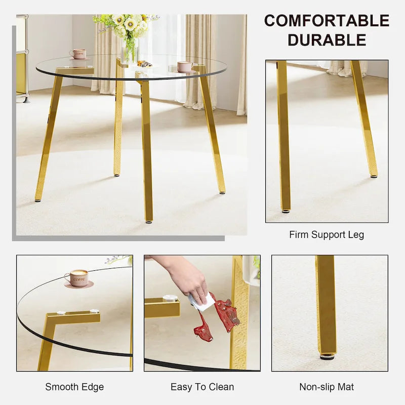 Mesa moderna de vidrio templado, mesa de comedor, mesa de café, mesa auxiliar y mesa de entrada para el comedor