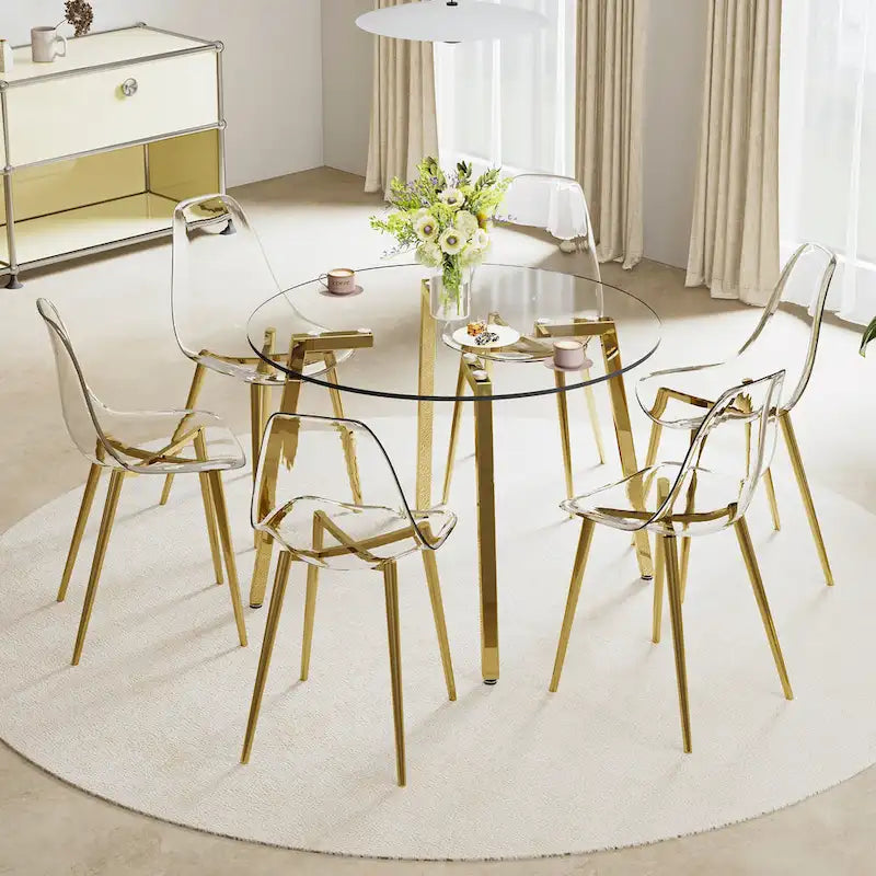 Mesa moderna de vidrio templado, mesa de comedor, mesa de café, mesa auxiliar y mesa de entrada para el comedor