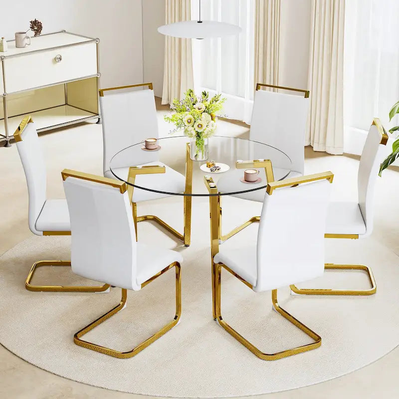 Mesa moderna de vidrio templado, mesa de comedor, mesa de café, mesa auxiliar y mesa de entrada para el comedor