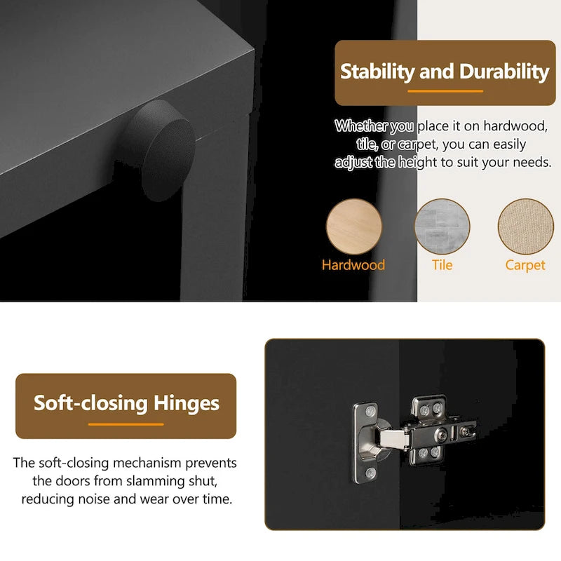 Credenza con 4 ante scanalate, mobile contenitore con spazio di archiviazione e ripiani regolabili