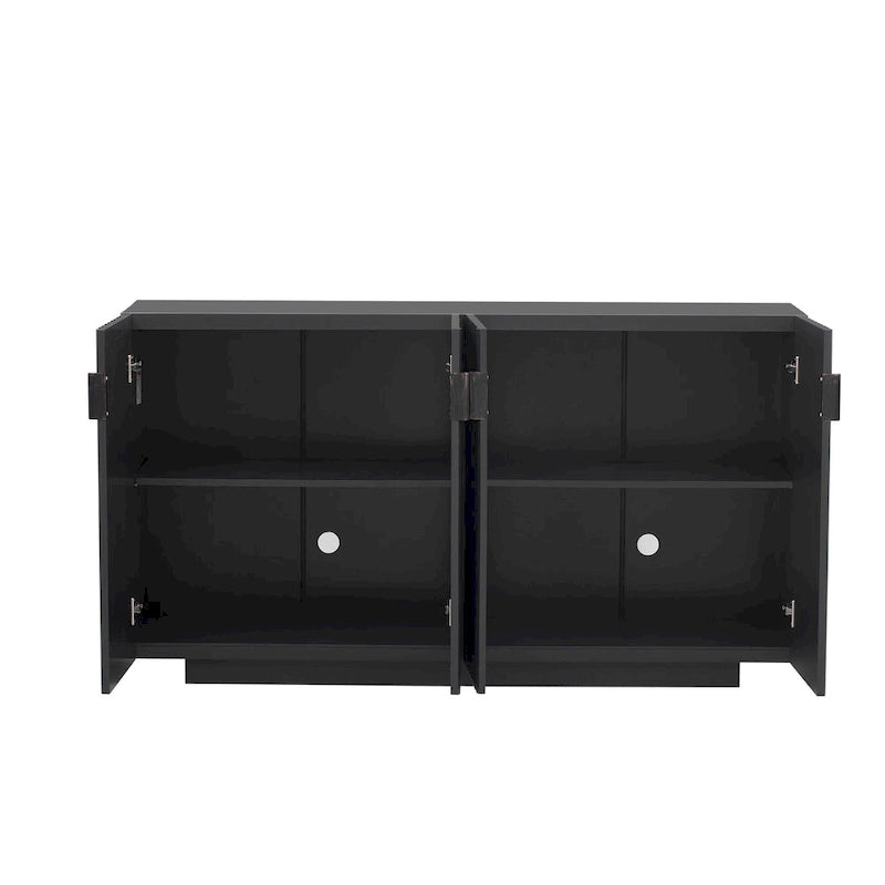 Credenza con 4 ante scanalate, mobile contenitore con spazio di archiviazione e ripiani regolabili