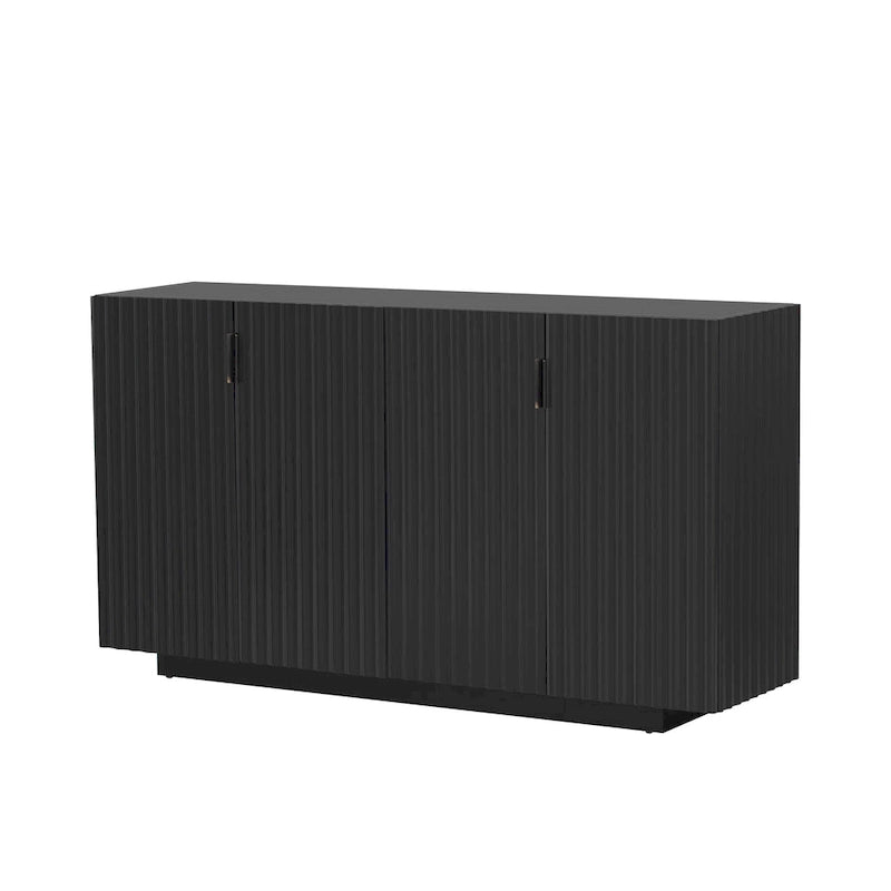 Credenza con 4 ante scanalate, mobile contenitore con spazio di archiviazione e ripiani regolabili
