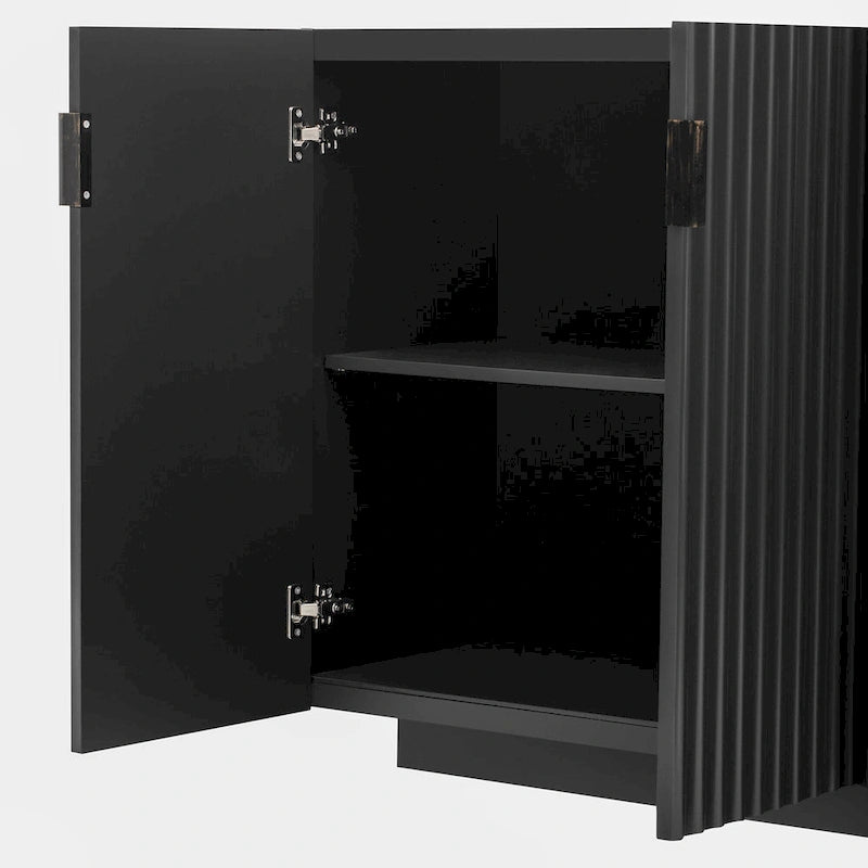 Credenza con 4 ante scanalate, mobile contenitore con spazio di archiviazione e ripiani regolabili