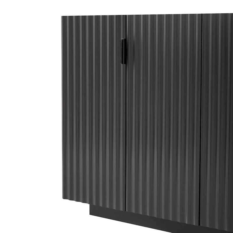 Credenza con 4 ante scanalate, mobile contenitore con spazio di archiviazione e ripiani regolabili