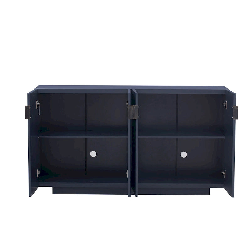 Credenza con 4 ante scanalate, mobile contenitore con spazio di archiviazione e ripiani regolabili