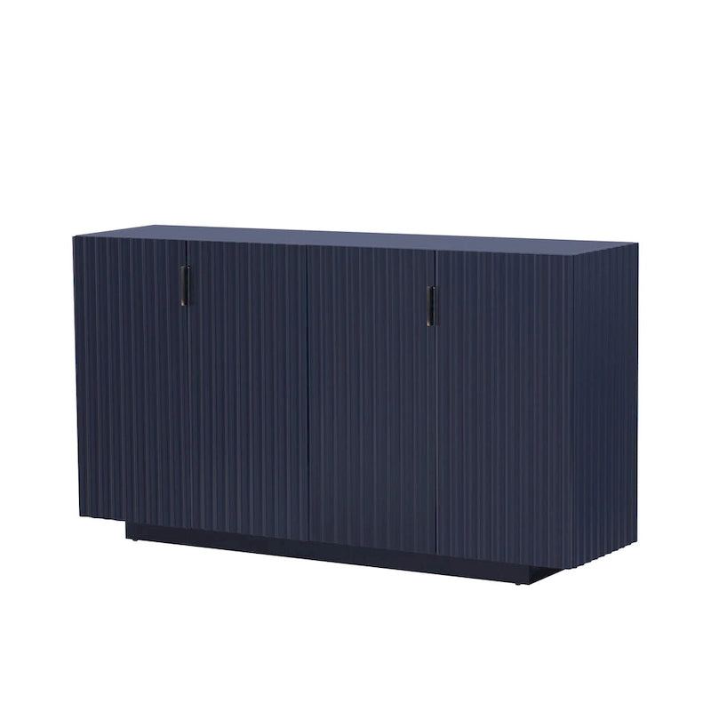 Credenza con 4 ante scanalate, mobile contenitore con spazio di archiviazione e ripiani regolabili