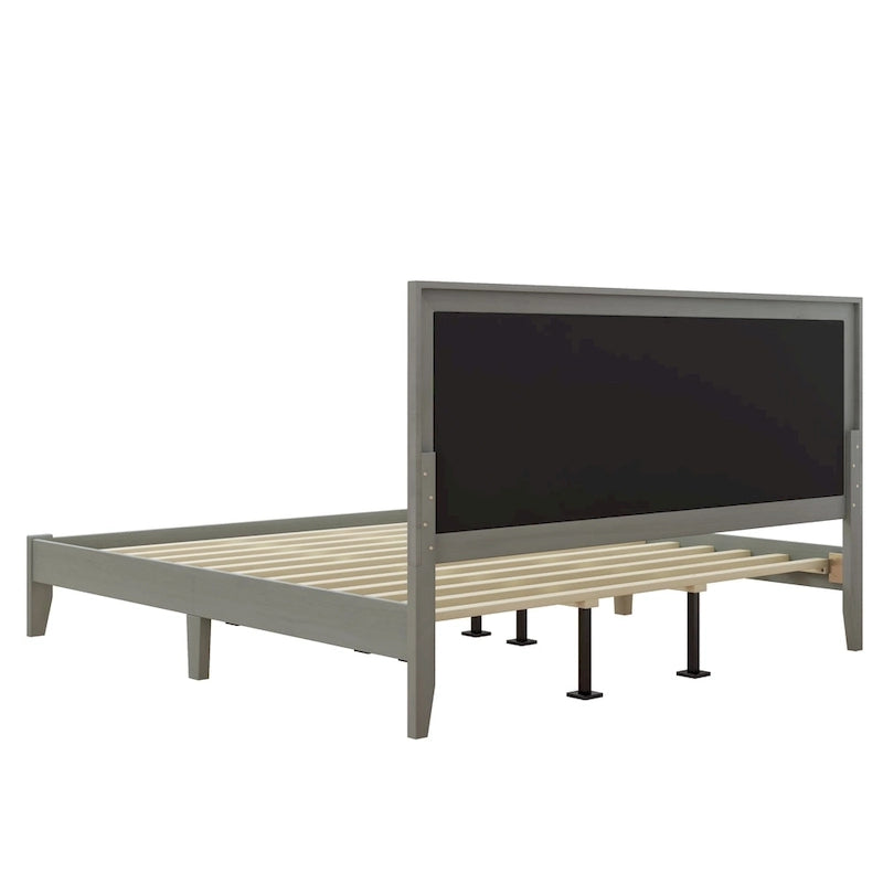 Massivholz-Plattformbett mit gepolstertem Kopfteil, King-Size