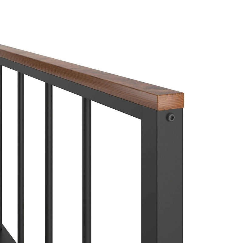 Estructura de cama de plataforma de metal negro con cabecero y piecero - no requiere somier, capacidad de 660 lbs