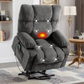 Blue Power Lift Recliner with Heating, Massage, USB Charging, Side Storage, and Remote Control Functionality