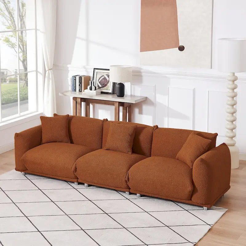 Sofá extragrande de 3 plazas con patas de metal y estructura de madera maciza para la sala