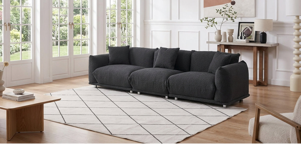 Modern 111 Oversized 3-seater Sofa with Metal Legs and Solid Wood Frame for Living Room