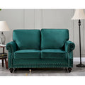 Mid-Century Modern Nailhead Velvet Loveseat