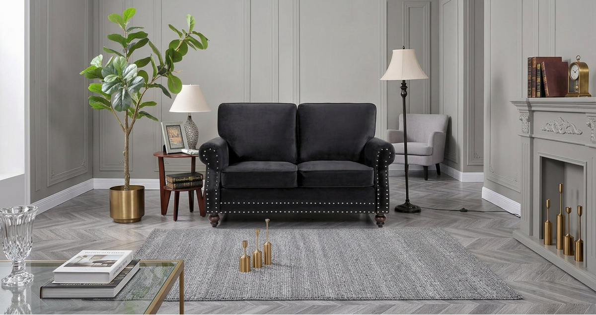 Ramos Nailhead Velvet Loveseat
