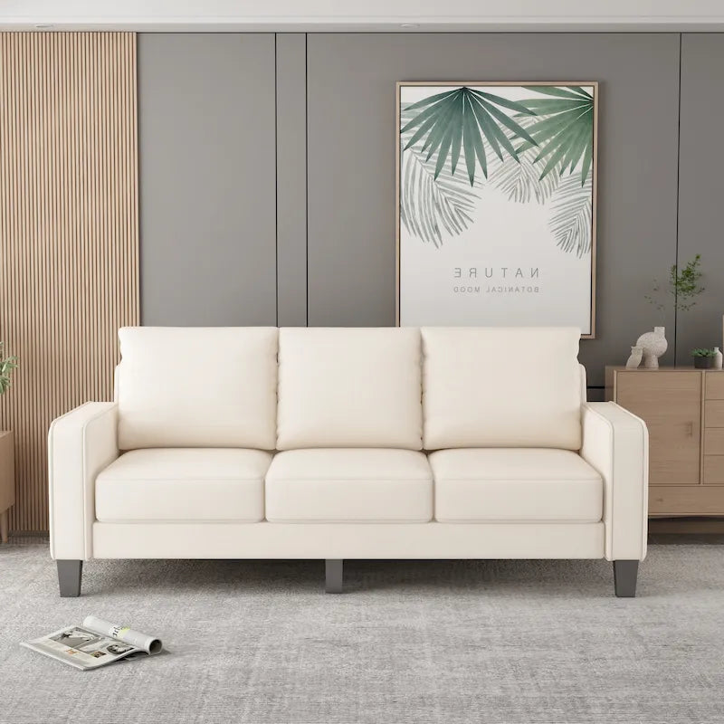 Sofá moderno para sala de estar en tela beige