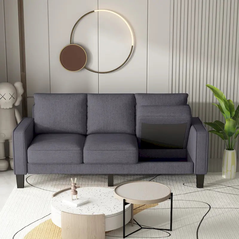 Sofá moderno para sala de estar en tela beige