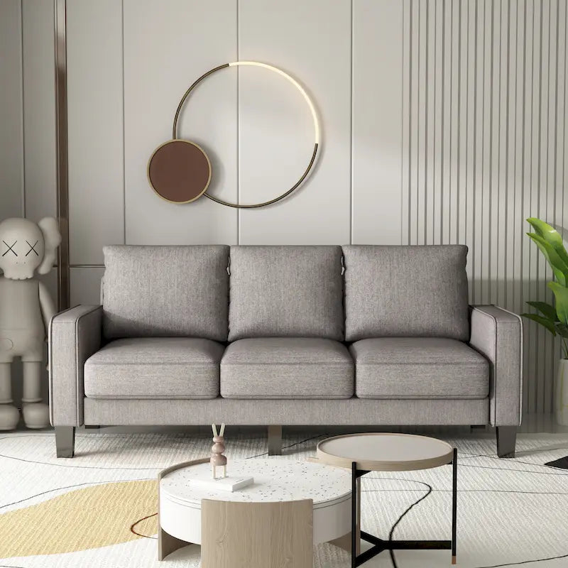 Sofá moderno para sala de estar en tela beige