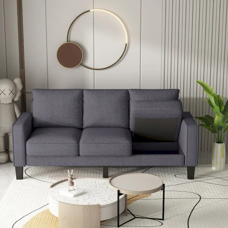 Sofá moderno para sala de estar en tela beige