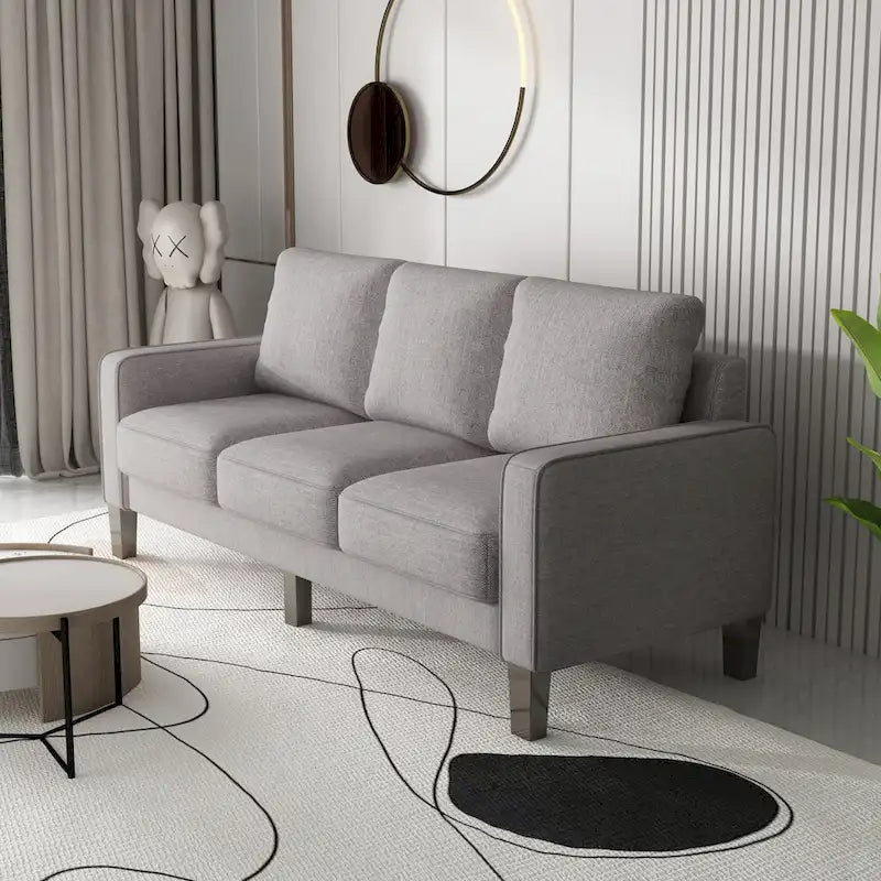 Sofá moderno para sala de estar en tela beige
