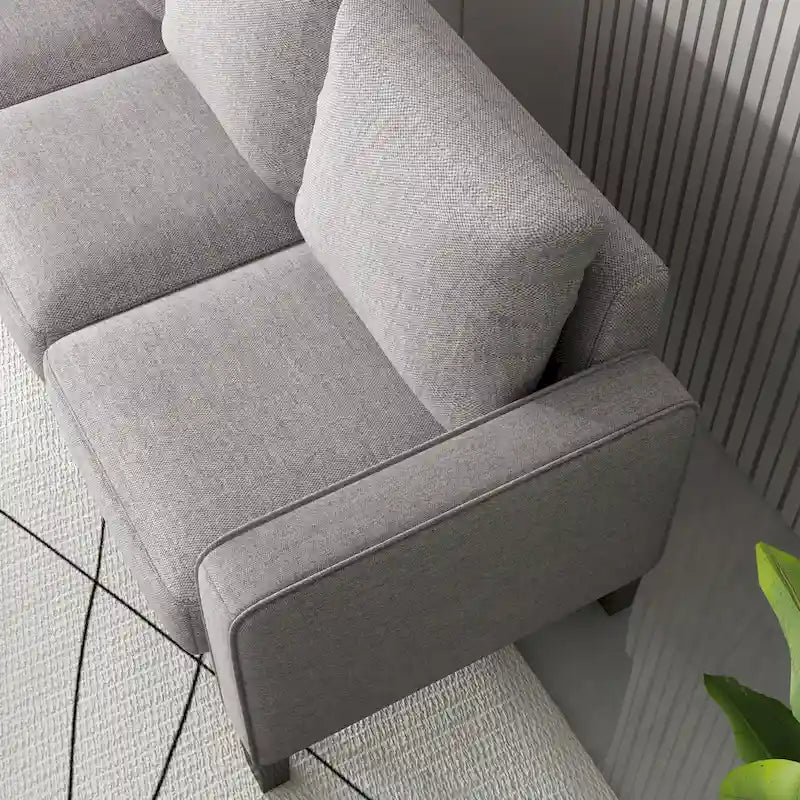 Sofá moderno para sala de estar en tela beige