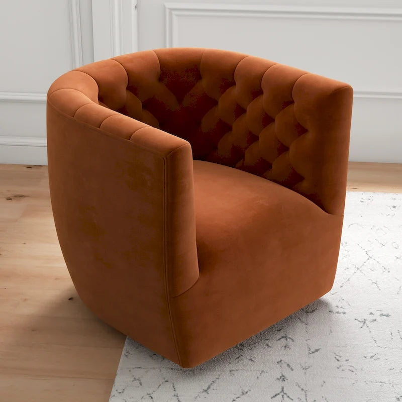 Bequemer Samt-Sessel im Mid-Century-Modern-Stil mit Drehfunktion