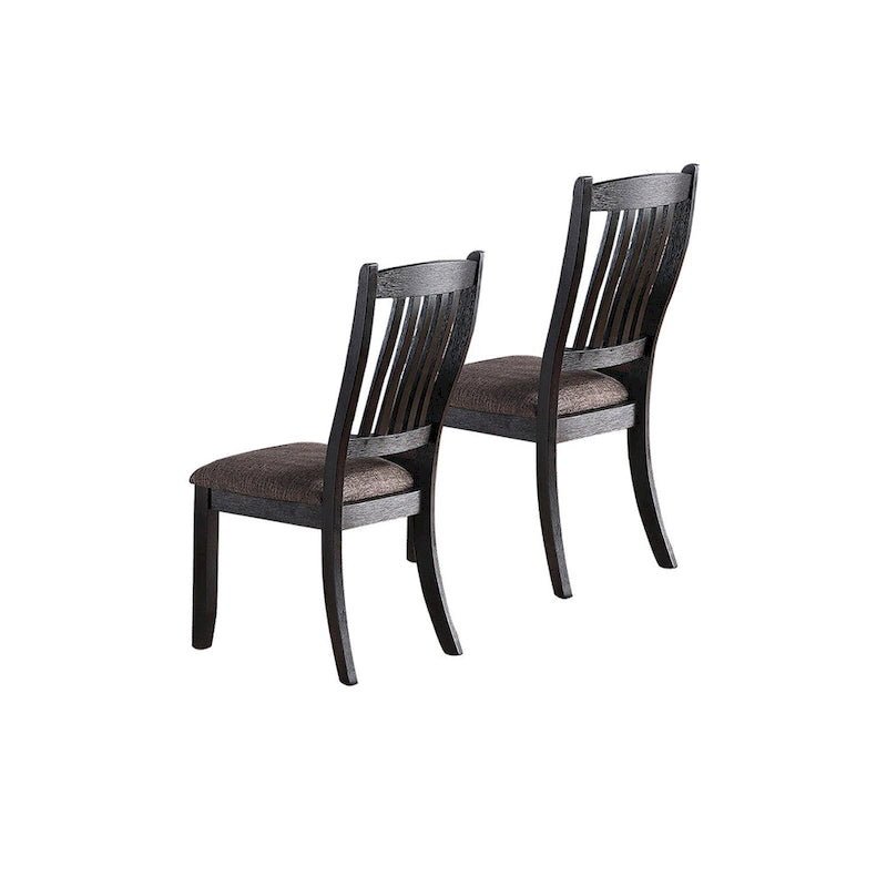 Gepolsterte Seitenstühle aus dunkelkaffeefarbenem Stoff, Schwarz (Set aus 2)