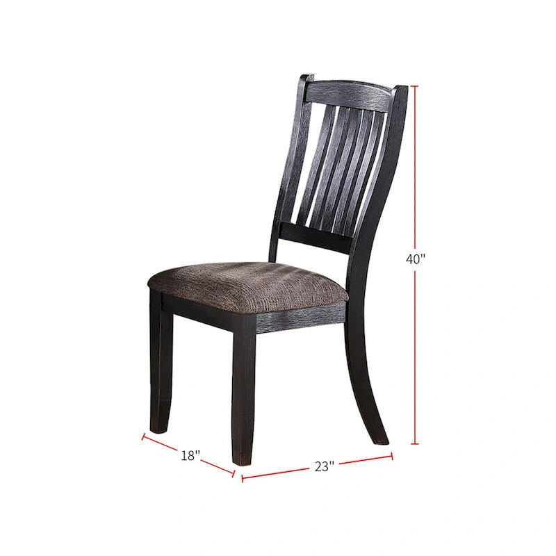 Gepolsterte Seitenstühle aus dunkelkaffeefarbenem Stoff, Schwarz (Set aus 2)