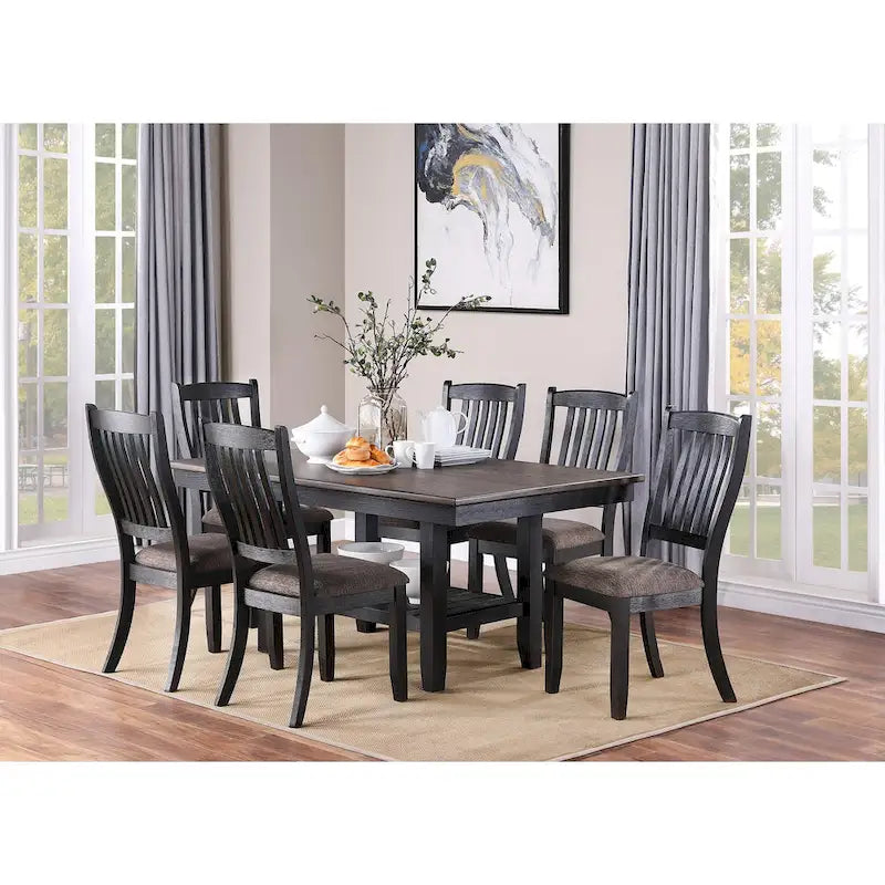 Gepolsterte Seitenstühle aus dunkelkaffeefarbenem Stoff, Schwarz (Set aus 2)