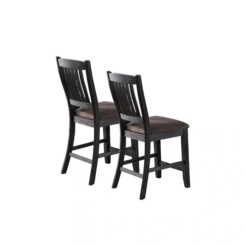 Gepolsterte Seitenstühle aus dunkelkaffeefarbenem Stoff, Schwarz (Set aus 2)