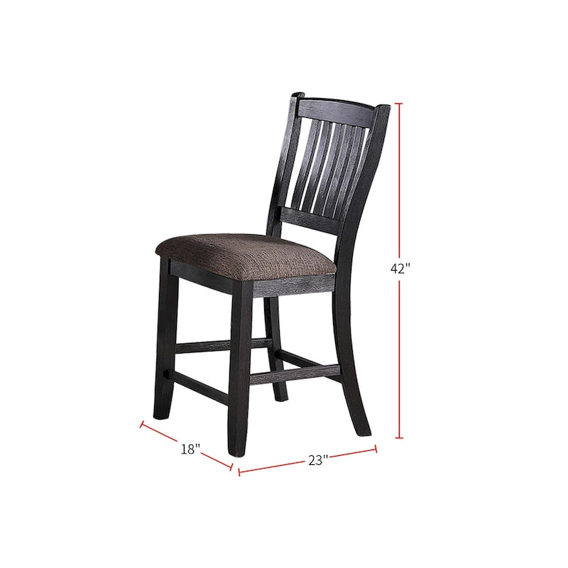 Gepolsterte Seitenstühle aus dunkelkaffeefarbenem Stoff, Schwarz (Set aus 2)