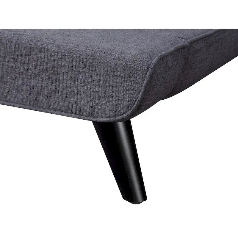 Modernes Plattformbett im Mid-Century-Stil aus grauem Leinen