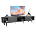 TV-Ständer für Fernseher bis 75 Zoll mit Entertainment-Center aus Massivholz, TV-Konsole im Mid-Century-Stil - 70 Zoll