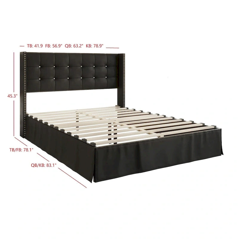 Gepolstertes Plattformbett mit Knopfheftung