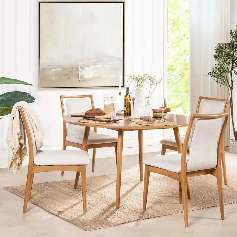 Silla de comedor tapizada de madera natural marrón claro, juego de 2